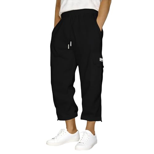 SOOUICKER Cargohose Herren Kurz 3/4 Baggy Jogginghose Herren Gym Wanderhose 7/8 Sommer Sporthose mit Seitentaschen Weites Bein Freizeithose Cargo mit Gummizug von SOOUICKER