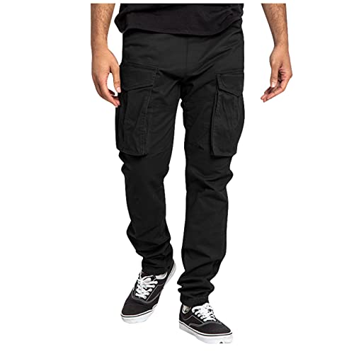 SOOUICKER Cargohose Herren Viele Taschen Cargo Jogginghose Herren Baggy Wanderhose Herren Cargo Freizeithose Herren mit Seitentaschen Weites Bein Cargohose Herren Relaxed Fit mit Gummizug von SOOUICKER