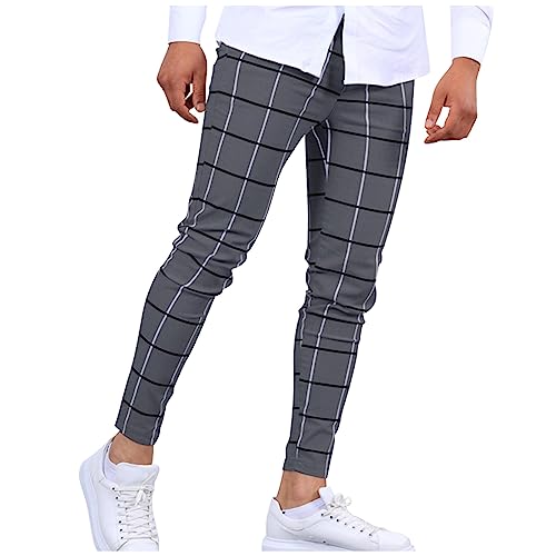 SOOUICKER Chino Hose Herren Gestreift Muster Anzughose Herren Kariert Freizeithose Herren Chino Stoffhose Herren Business Chino Hose Herren Tapered Comfort Fit Karierte Hose Herren Chino von SOOUICKER