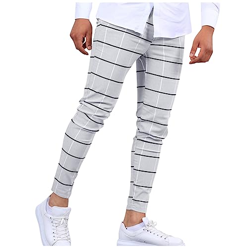 SOOUICKER Chino Hose Herren Gestreift Muster Anzughose Herren Kariert Freizeithose Herren Chino Stoffhose Herren Business Chino Hose Herren Tapered Comfort Fit Karierte Hose Herren Chino von SOOUICKER