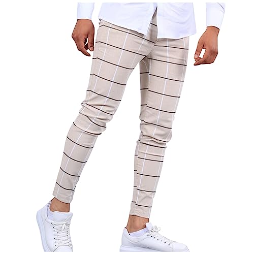 SOOUICKER Chino Hose Herren Gestreift Muster Anzughose Herren Kariert Freizeithose Herren Chino Stoffhose Herren Business Chino Hose Herren Tapered Comfort Fit Karierte Hose Herren Chino von SOOUICKER