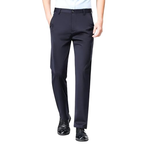 SOOUICKER Chino Hose Herren Regular Fit Elegant Anzughose Herren Chino Straight Stoffhose Business Casual Comfort Fit Freizeithose Modern Ohne Bündchen Unten von SOOUICKER