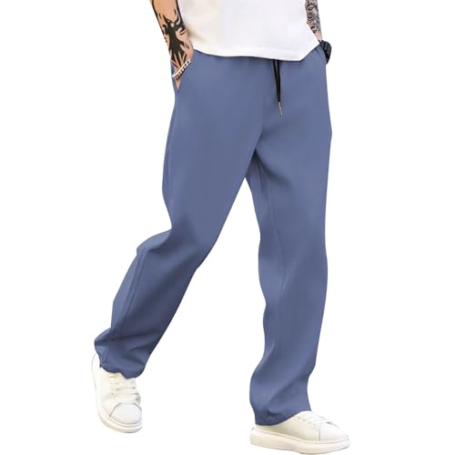 SOOUICKER Chino Hose Herren Regular Fit mit Gummibund Freizeithose Herren Lang Leicht Stoffhose Sommer Weites Bein Jogginghose Baggy Modern Sporthose mit Taschen von SOOUICKER