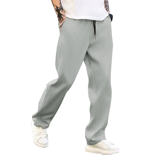 SOOUICKER Chino Hose Herren Regular Fit mit Gummibund Freizeithose Herren Lang Leicht Stoffhose Sommer Weites Bein Jogginghose Baggy Modern Sporthose mit Taschen von SOOUICKER