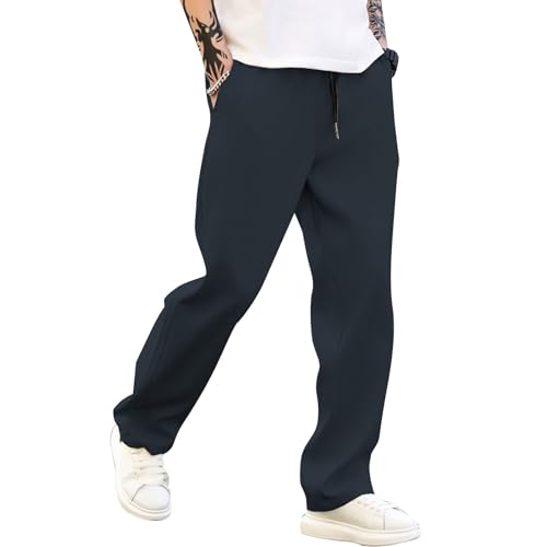SOOUICKER Chino Hose Herren Regular Fit mit Gummibund Freizeithose Herren Lang Leicht Stoffhose Sommer Weites Bein Jogginghose Baggy Modern Sporthose mit Taschen von SOOUICKER