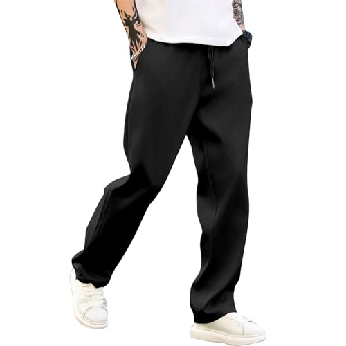 SOOUICKER Chino Hose Herren Regular Fit mit Gummibund Freizeithose Herren Lang Leicht Stoffhose Sommer Weites Bein Jogginghose Baggy Modern Sporthose mit Taschen von SOOUICKER