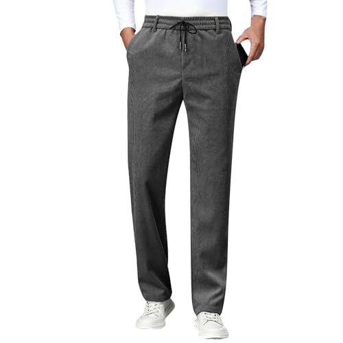 SOOUICKER Chino Hose Herren Slim Fit mit Gummibund Elegant Jogginghose Reißverschlusstaschen Gerades Bein Freizeithose Ohne Bündchen Sporthose Lang Fitness von SOOUICKER