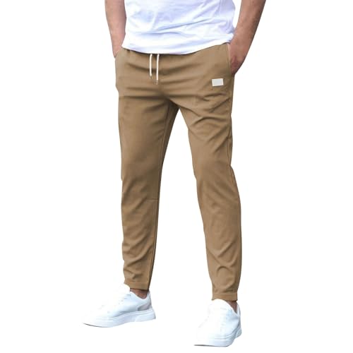 SOOUICKER Chino Hose Herren Slim Fit mit Gummibund Stoffhose Sommer Casual Freizeithose Chino Stretch Sommerhose Leicht Hosen Modern Tapered von SOOUICKER