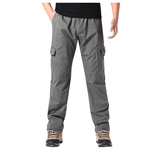 SOOUICKER Chino Hose Herren Straight Jogginghose Herren Ohne Bund Unten Arbeitshose Herren Lang Mit Seitentaschen Cargohose Herren Wandern Wanderhose Herren Atmungsaktiv Cargohose Herren Outdoor von SOOUICKER