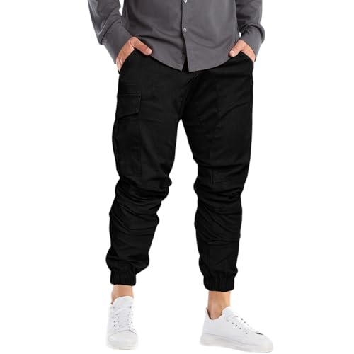 SOOUICKER Chino Hose Herren Stretch Jogger Cargo Jogginghose Herren Slim Fit Cargohose Viele Taschen mit Gummizug Sporthose Lang Cargo Freizeithose Outdoor mit Bündchen von SOOUICKER