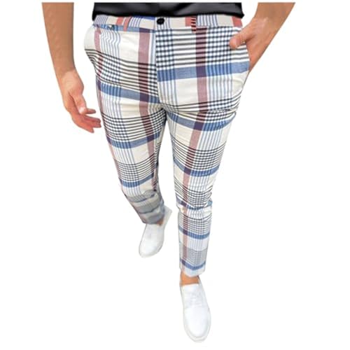 SOOUICKER Chino Hose Herren Stretch Kariert Anzughose Herren Regular Fit Muster Chino Hose Herren Tapered Fit Anzughose Herren Casual Karo Stoffhose Herren Elegant Freizeithose Herren Modern von SOOUICKER