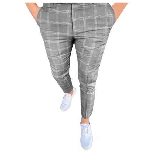 SOOUICKER Chino Hose Herren Stretch Kariert Golfhose Lang Anzughose Herren Slim Fit Muster Stoffhose Elegant Tapered Business Karierte Hose Chino Comfort Fit Freizeit von SOOUICKER