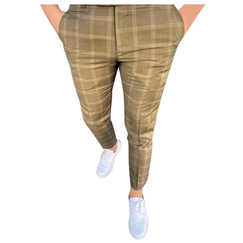 SOOUICKER Chino Hose Herren Stretch Kariert Golfhose Lang Anzughose Herren Slim Fit Muster Stoffhose Elegant Tapered Business Karierte Hose Chino Comfort Fit Freizeit von SOOUICKER
