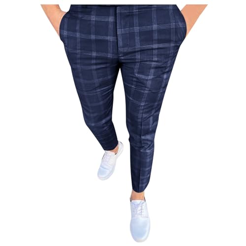 SOOUICKER Chino Hose Herren Stretch Kariert Golfhose Lang Anzughose Herren Slim Fit Muster Stoffhose Elegant Tapered Business Karierte Hose Chino Comfort Fit Freizeit von SOOUICKER