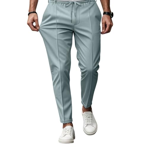 SOOUICKER Chino Hose Herren Stretch mit Gummibund Sommerhose Herren Leicht Tapered Fit Stoffhose Elegant Jogginghose Lang Slim Fit Freizeithose Sommer Chino Gummizug von SOOUICKER