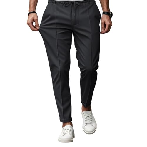 SOOUICKER Chino Hose Herren Stretch mit Gummibund Sommerhose Herren Leicht Tapered Fit Stoffhose Elegant Jogginghose Lang Slim Fit Freizeithose Sommer Chino Gummizug von SOOUICKER