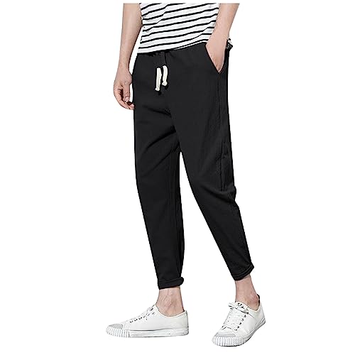 SOOUICKER Chinohose Männer mit Gummibund 7/8 Sporthose Herren Slim Fit Herren Cargohose Lang Jogginghose Herren Elegant Stoffhose Herren Leicht Tapered Sportlich Jogginghose Herren Modern von SOOUICKER