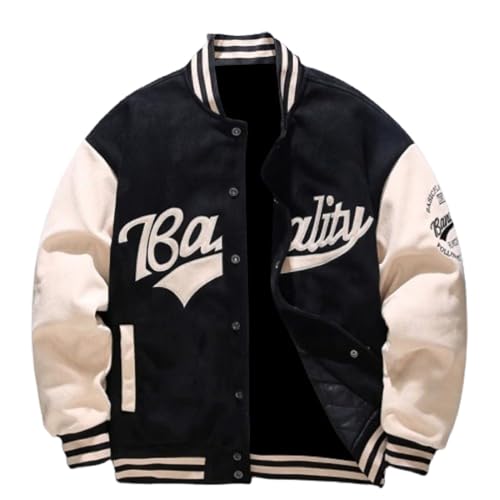 SOOUICKER College Jacke Herren Oldschool Sweatjacke Herren Ohne Kapuze Bomberjacke Herren Vintage College Jacke Herren Oversize Baseball Jacke Übergangsjacke Herren Sportlich von SOOUICKER