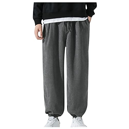 SOOUICKER Cord Haremshose Herren Cordhose Herren Baggy Breite Jogginghose Herren Grau Haremshose Herren Mit Taschen Cordhose Herren Mit Gummibund Jogginghose Herren Oversize von SOOUICKER