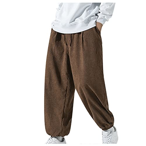 SOOUICKER Cord Haremshose Herren Cordhose Herren Baggy Breite Jogginghose Herren Grau Haremshose Herren Mit Taschen Cordhose Herren Mit Gummibund Jogginghose Herren Oversize von SOOUICKER