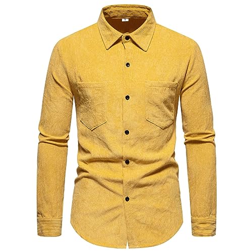 SOOUICKER Cordhemd Herren Slim Einfarbig Winterpullover Herren Flanellhemd Herren Elegant Unifarben Business Hemd Herren Herbst Freizeithemden Für Herren Cord Langarm Cordhemd Winter von SOOUICKER