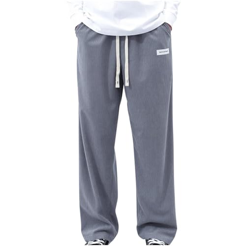 SOOUICKER Cordhose Herren Baggy Oldschool Breite Jogginghose Herren Gym Cordhose Herren Weites Bein Freizeithose Herren Cord mit Gummizug Sporthose Herren Lang Weit Cordhose Loose Fit von SOOUICKER