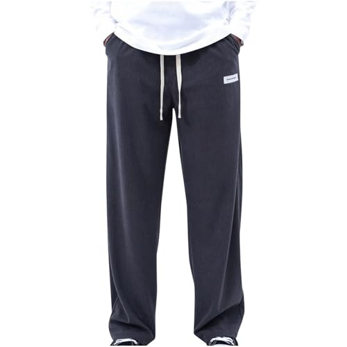 SOOUICKER Cordhose Herren Baggy Oldschool Breite Jogginghose Herren Gym Cordhose Herren Weites Bein Freizeithose Herren Cord mit Gummizug Sporthose Herren Lang Weit Cordhose Loose Fit von SOOUICKER