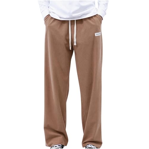 SOOUICKER Cordhose Herren Baggy Oldschool Breite Jogginghose Herren Gym Cordhose Herren Weites Bein Freizeithose Herren Cord mit Gummizug Sporthose Herren Lang Weit Cordhose Loose Fit von SOOUICKER