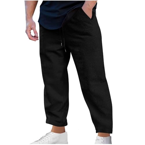SOOUICKER Cordhose Herren Baggy mit Gummizug Jogginghose Herren Cord Sporthose Herren Lang Weit Jogginghose Locker Trainingshose Herren Ohne Bündchen Freizeithose Herren Modern von SOOUICKER
