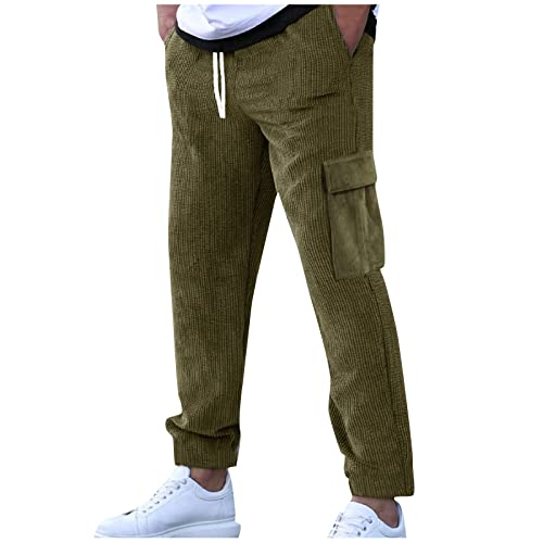 SOOUICKER Cordhose Herren Breitcord Cargohose Herren Viele Taschen Cordhose Herren Cargo Cargohose Herren Vintage Cordhose Herren Baggy Jogginghose Herren Seitentaschen Cargohose Herren Weit von SOOUICKER