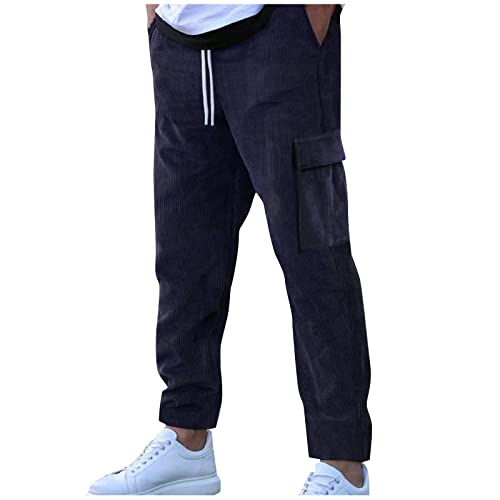 SOOUICKER Cordhose Herren Breitcord Cargohose Herren Weit Jogginghose Herren Mit Seitentaschen Cargohose Herren Tapered Sporthose Herren Fitness Freizeithose Herren Modern Cargohose Herren Jogger von SOOUICKER