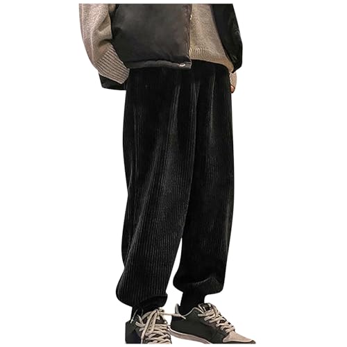 SOOUICKER Cordhose Herren Breitcord Jogginghose Herren Dicker Stoff Cordhose Herren Jogging Baggy Freizeithose Herren mit Bündchen Sporthose Herren Weit Jogginghose Herren Relaxed Fit von SOOUICKER