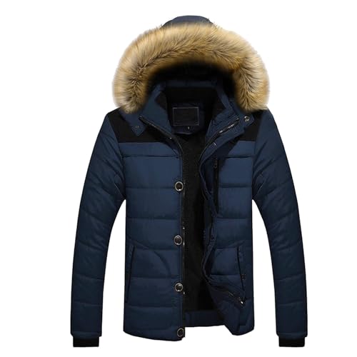 SOOUICKER Daunenjacke Herren Winter Kapuze Winterjacke Herren mit Fellkapuze Steppjacke Modern Übergangsjacke Puffer Kapuzenjacke Daunen Steppjacke Warm Outdoorjacke Gefüttert von SOOUICKER