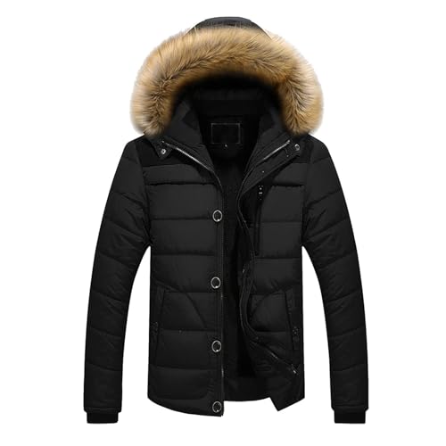 SOOUICKER Daunenjacke Herren Winter Kapuze Winterjacke Herren mit Fellkapuze Steppjacke Modern Übergangsjacke Puffer Kapuzenjacke Daunen Steppjacke Warm Outdoorjacke Gefüttert von SOOUICKER