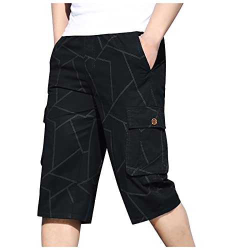 SOOUICKER Dreiviertel Hosen Herren Cargo Cargohose Herren Kurz 3/4 Arbeitshose Herren 3/4 Lang Wanderhose Herren Halblang Trekkinghose Herren 3/4 Lang Cargohose Herren Sommer von SOOUICKER