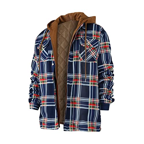 SOOUICKER Flanellhemd Herren Gefüttert Kariert Winterjacke Herren Warm Holzfäller Jacke Herren Winter Sweatjacke Herren mit Kapuze übergangsjacke Herren Flanell Kapuzenjacke Herren Winter von SOOUICKER