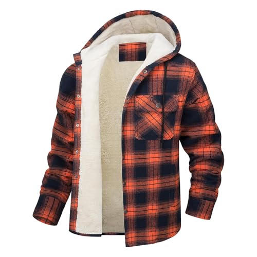 SOOUICKER Flanellhemd Herren Gefüttert mit Kapuze Fleecejacke Kariert Holzfäller Jacke Gefüttert Winterjacke Warm Übergangsjacke Flanell Holzfällerhemd Winter Hemdjacke Fleece Thermo von SOOUICKER