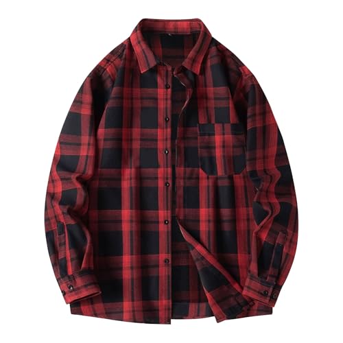 SOOUICKER Flanellhemd Herren Kariert Oversize Kariertes Hemd Langarm Freizeit Freizeithemden für Herren Sommer Karo Sommerhemd Muster mit Brusttasche von SOOUICKER