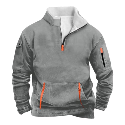 SOOUICKER Fleece Pullover Herren Outdoor Rollkragenpullover mit Reissverschluss Sweatshirt Ohne Kapuze Gefüttert Arbeitspullover Winter Winterpullover Warm Half Zip Pulli Sport von SOOUICKER