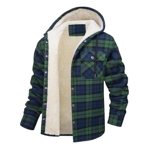 SOOUICKER Fleecejacke Herren Kariert Flanellhemd Gefüttert mit Kapuze Holzfäller Jacke Winter Winterjacke Warm Vintage Kapuzenjacke Fleece Muster Sweatjacke Teddyfutter Holzfällerhemd von SOOUICKER