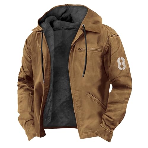 SOOUICKER Fleecejacke Herren Outdoor mit Kapuze Sweatjacke Herren Gefüttert Teddyfutter Kapuzenjacke Herren Winter Warm Fleece Hoodie Herren Zip Kapuzenpullover Herren mit Reißverschluss von SOOUICKER
