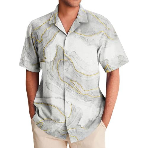 SOOUICKER Freizeithemden für Herren Kurzarm Hawaii Hemd Männer Vintage Freizeithemden für Herren Gestreift Kurzarmhemd Herren Bunt Hemd Herren Kurzarm Print Muster von SOOUICKER