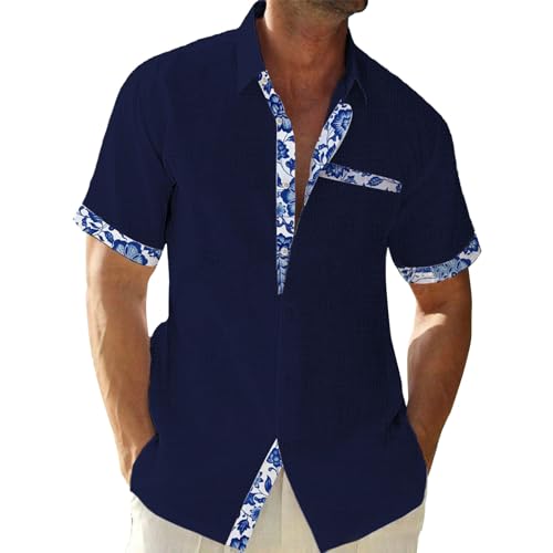 SOOUICKER Freizeithemden für Herren Kurzarm Hemd Herren Modern Fit Hawaii Hemd Männer Einfarbig Kurzarmhemd Herren Slim Fit Sommerhemd Herren Bunt Hemd Herren Freizeit Elegant von SOOUICKER