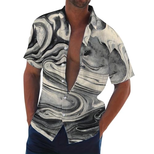 SOOUICKER Freizeithemden für Herren Kurzarm Hemd Herren Vintage Hawaii Hemd Männer Bunt Kurzarmhemd Herren Große Größen Hemd Herren Hippie Sommerhemd Herren Gemustert Hemd Herren Muster von SOOUICKER