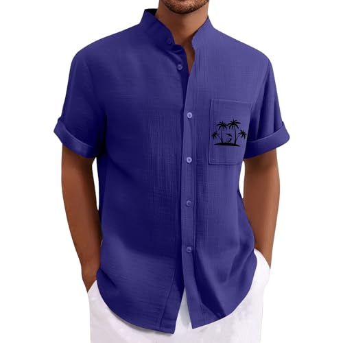 SOOUICKER Freizeithemden für Herren Kurzarm Oversize Hemd Sommer Stehkragen Kurzarmhemd Muster Freizeit Sommerhemd Leicht Print Strandhemd SOOUICKER Freizeithemden für Herren Kurzarm Oversize Hemd Sommer Stehkragen Kurzarmhemd Muster Freizeit Sommerhemd Leicht Print Strandhemd von SOOUICKER
