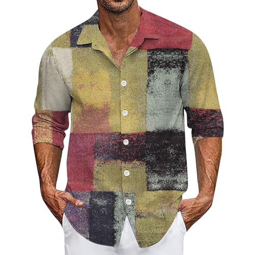 SOOUICKER Freizeithemden für Herren Regular Fit Hawaiihemd Herren Langarm Sommerhemd Herren Gemustert Hawaii Hemd Männer Bunt Hemd Herren Casual Muster Hemd Herren Print Modern von SOOUICKER