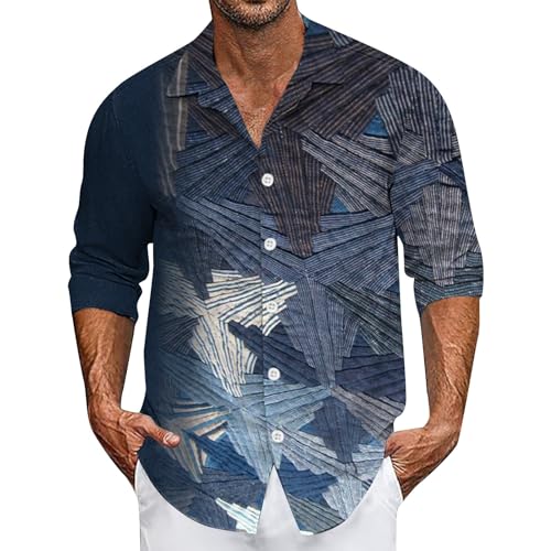 SOOUICKER Freizeithemden für Herren Regular Fit Hawaiihemd Herren Langarm Sommerhemd Herren Gemustert Hawaii Hemd Männer Bunt Hemd Herren Casual Muster Hemd Herren Print Modern von SOOUICKER
