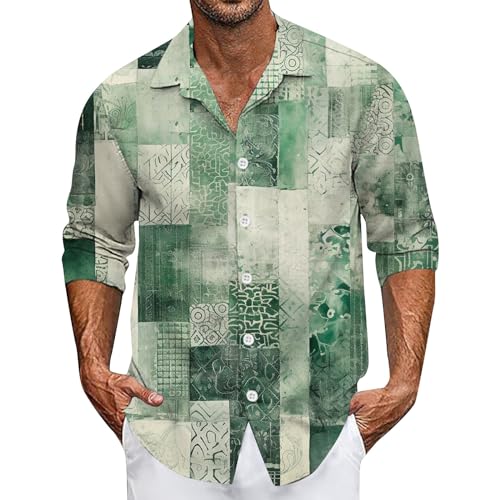 SOOUICKER Freizeithemden für Herren Regular Fit Hawaiihemd Herren Langarm Sommerhemd Herren Gemustert Hawaii Hemd Männer Bunt Hemd Herren Casual Muster Hemd Herren Print Modern von SOOUICKER
