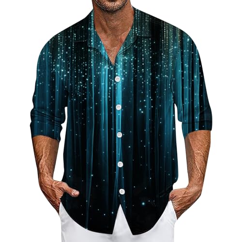 SOOUICKER Freizeithemden für Herren Regular Fit Hawaiihemd Herren Langarm Sommerhemd Herren Gemustert Hawaii Hemd Männer Bunt Hemd Herren Casual Muster Hemd Herren Print Modern von SOOUICKER