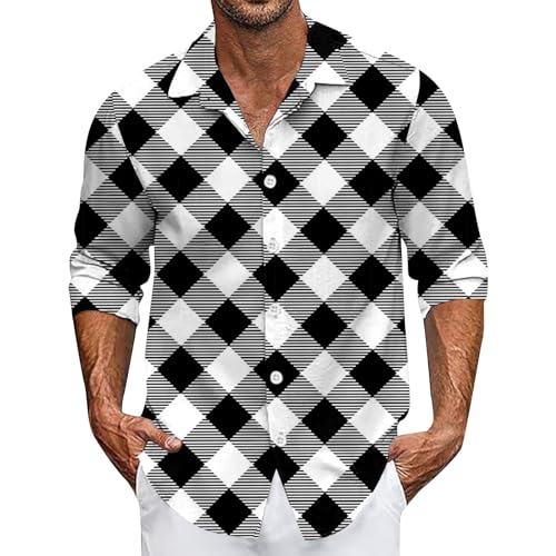 SOOUICKER Freizeithemden für Herren Regular Fit Hawaiihemd Herren Langarm Sommerhemd Herren Gemustert Hawaii Hemd Männer Bunt Hemd Herren Casual Muster Hemd Herren Print Modern von SOOUICKER